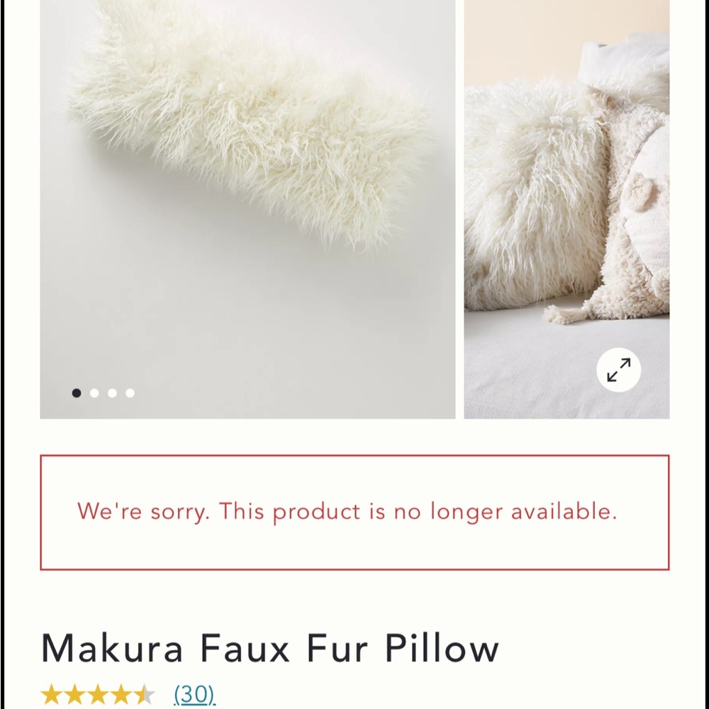Anthropologie Makura Faux Fur Pillow Cover 20x20
